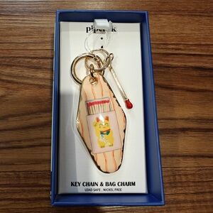 Piper K Lucky Cat Keychain Bag Charm Gold Tone Hardware Maneki Neko New in Box